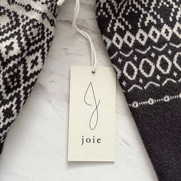 Joie Sweater Women's M Black Gray Ombré Fair Isle Nordic Mock Neck Knit Cozy NWT - Picture 9 of 10